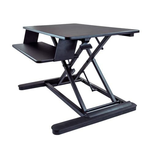 StarTech.com Sit Stand Desk Converter with Keyboard Tray, Large 35" x 21" Surface, Height Adjustable Ergonomic Desktop/Tabletop Standing Workstation Desk, Holds 2 Monitors, Pre-Assembled - Ergonomic Standing Desk (ARMSTSLG) - Standing desk converter - rectangular - black - black base - for P/N: ARMBARDUO, ARMBARDUOV, ARMBARTRIO2, ARMDUAL, ARMDUAL30, ARMDUALV