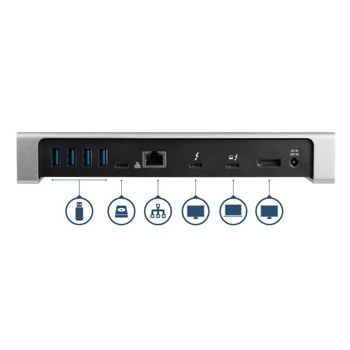 StarTech.com Thunderbolt 3 Dock, Dual Monitor 4K 60Hz TB3 Laptop Docking Station with DisplayPort, 85W Power Delivery Charging, 6-Port USB 3.0 Hub, SD 4.0 Reader, GbE, Audio, Windows & Mac - 85W PD TB3 Dock (TB3DOCK2DPPU) - Docking station - Thunderbolt 3 - DP - 1GbE - 180 Watt — view 4