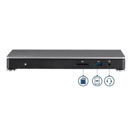 StarTech.com Thunderbolt 3 Dock, Dual Monitor 4K 60Hz TB3 Laptop Docking Station with DisplayPort, 85W Power Delivery Charging, 6-Port USB 3.0 Hub, SD 4.0 Reader, GbE, Audio, Windows & Mac - 85W PD TB3 Dock (TB3DOCK2DPPU) - Docking station - Thunderbolt 3 - DP - 1GbE - 180 Watt — view 3