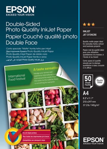 Epson Media, Media, Sheet paper, Photo Quality Ink Jet Paper, Home - Speciality Media, Photo, A4, 219 mm x 297 mm, 120 g/m2, 50 Sheets, Singlepack