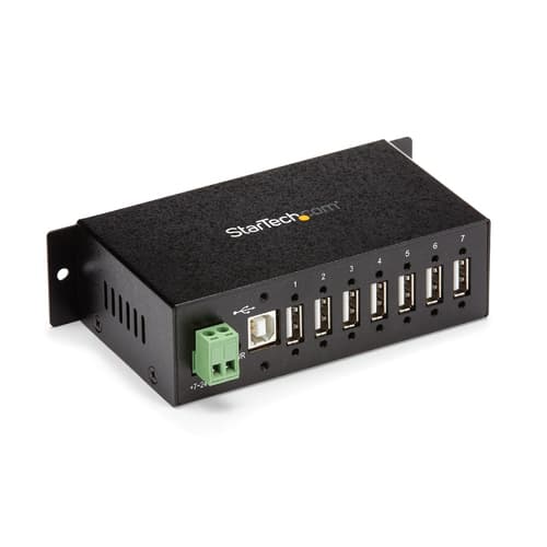 StarTech.com USB 2.0 Hub - 7 Port - Mountable Rugged Industrial - Self Powered USB Hub - Hub - 7 x USB 2.0 - DIN rail mountable - DC power - for P/N: ITB20D3250, MSDREADU2OTG, USB2HAB15, USB2HAB30AC, USB2HAB50AC, USB2HABM1, USB2HABM6RA