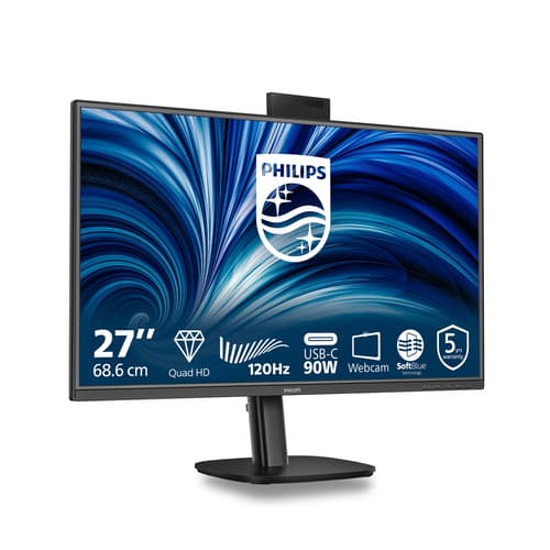 Philips 27B2U3601H - 3000 Series - LED monitor - 27" - 2560 x 1440 QHD @ 120 Hz - IPS - 350 cd/m� - 1500:1 - 4 ms - HDMI, DisplayPort, USB-C - speakers - black — view 3