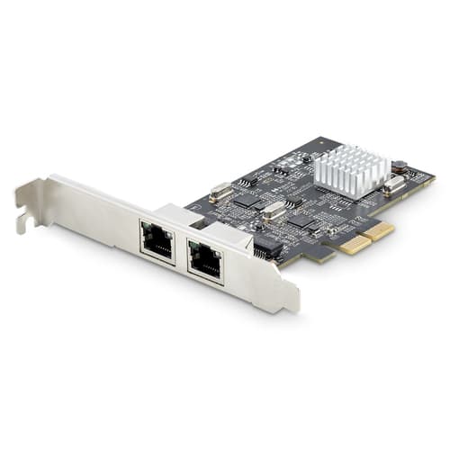 StarTech.com 2-Port 2.5Gbps NBASE-T PCIe Network Card, Intel I225-V, Dual-Port Computer Network Card, Multi-Gigabit NIC, PCI Express Server LAN Card, Desktop Ethernet Interface - Network adapter - PCIe 2.0 x2 low profile - 10M/100M/1G/2.5 Gigabit Ethernet x 2 - black
