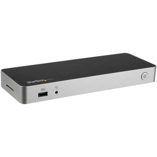 StarTech.com USB C Dock, Dual Monitor HDMI & DisplayPort 4K 30Hz, USB Type-C Laptop Docking Station 60W Power Delivery (PD), SD, 4-port USB-A 3.0 Hub, GbE, Audio, Thunderbolt 3 Compatible - USB 3.1 Gen 1 Dock (DK30CHDPPDUE) - Docking station - USB-C - HDMI, DP - 1GbE - 60 Watt