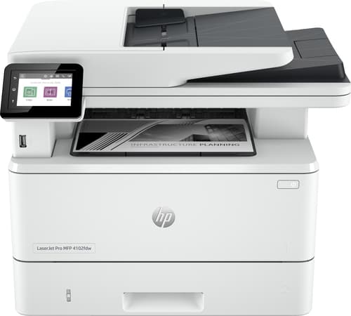 HP LaserJet Pro MFP 4102dw - Multifunction printer - B/W - laser - Legal (216 x 356 mm) (original) - A4/Legal (media) - up to 38 ppm (copying) - up to 40 ppm (printing) - 350 sheets - Gigabit LAN, Wi-Fi(n), USB, USB host, Bluetooth, USB 2.0