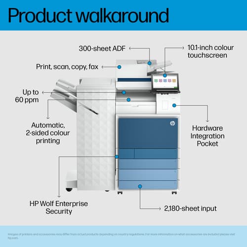 HP LaserJet Enterprise Flow MFP 8801z+ - Multifunction printer - colour - laser - A3 (297 x 420 mm) (original) - A3/Ledger (media) - up to 60 ppm (copying) - up to 60 ppm (printing) - 2180 sheets - 33.6 Kbps - Gigabit LAN, USB 3.0, USB 2.0 host, USB 3.0 host — view 4