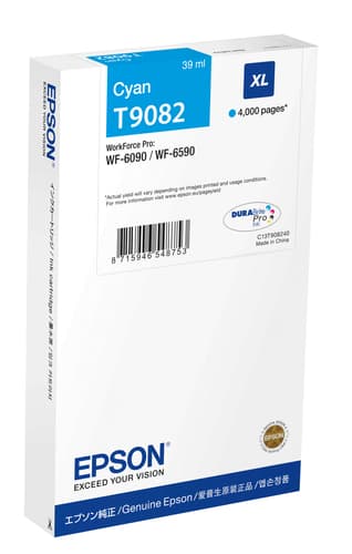 Epson T9082 - 39 ml - XL size - cyan - original - ink cartridge — view 1