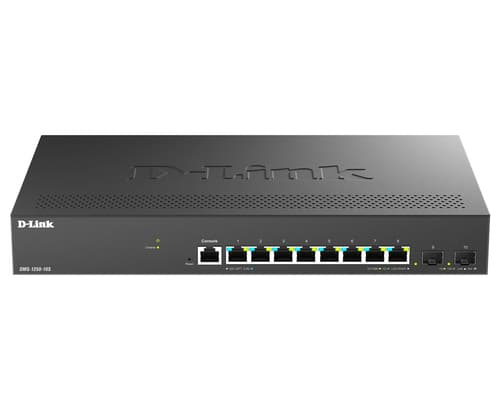 D-Link DMS 1250-10S - Switch - L2+ - smart - 8 x 2.5GBase-T + 2 x 10 Gigabit SFP+ - desktop — view 1
