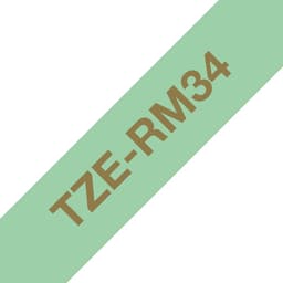 Brother TZe-RM34 - Satin - gold on mint green - Roll (1.2 cm x 4 m) 1 cassette(s) ribbon tape - for P-Touch PT-E310BTVP, P-Touch Embellish