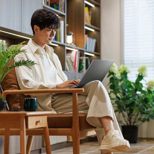 ASUS VivoBook S14 S3407QA-KP003W - Snapdragon X - X1-26-100 / up to 2.9 GHz - Win 11 Home - Qualcomm Adreno - 16 GB RAM - 512 GB SSD NVMe - 14" 2560 x 1600 (2.5K) - Wi-Fi 6E, Bluetooth - matte grey, black (keyboard) — view 10