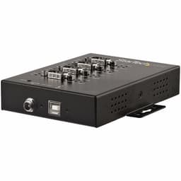 StarTech.com 4 Port Serial Hub USB to RS232/RS485/RS422 Adapter, Industrial USB 2.0 to DB9 Serial Converter Hub, IP30 Rated, Din Rail Mountable Metal Serial Hub, 15kV ESD Protection - 6ft Locking Cable Incl - Serial adapter - USB 2.0 - RS-232/422/485 x 4 + USB 2.0 x 1 - black - TAA Compliant