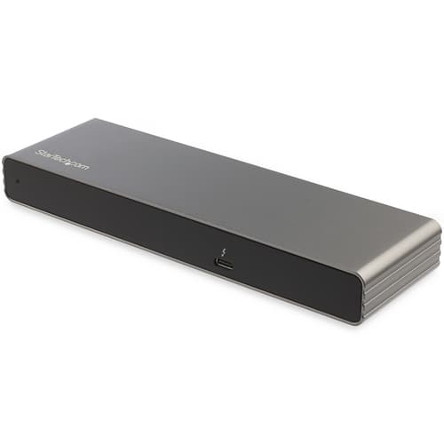 StarTech.com Thunderbolt 3 Dock, Dual 4K 60Hz Monitor TB3 Docking Station with DisplayPort, HDMI & 1080p VGA, 85W Power Delivery & Charging, Gigabit Ethernet, Universal Thunderbolt 3 Dock - TB3 Dock w/ 85W PD (TB3DK2DHVUE) - Docking station - Thunderbolt 3 - VGA, HDMI, 2 x DP - 1GbE