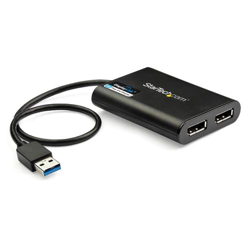 StarTech.com USB 3.0 to Dual DisplayPort Adapter 4K 60Hz, DisplayLink Certified, Video Converter with External Graphics Card - Mac & PC (USB32DP24K60) - DisplayPort adapter - USB Type A (M) to DisplayPort (F) - USB 3.0 - 30 cm - 4K60Hz (4096 x 2160) support - black