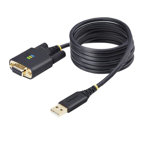 StarTech.com 6.6ft/2m USB to Null Modem Serial Adapter Cable, FTDI, RS232 - USB / serial cable - USB (M) to DB-9 (F) - 2 m - black — view 1