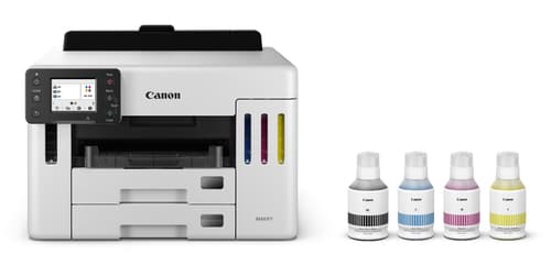 Canon MAXIFY GX5550 A4 Colour Print Only Printer. Refillable Inktank printer. 600 Sheet Capacity, 2x 250 Sheet Cassetts, 100 Sheet Feeder. 24ipm mono, 15ipm colour. USB/WIFI/Ethernet. MacOS/Windows/IOS/Android/ChromeOSWeight: 14.54 KG — view 9