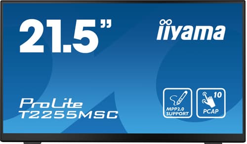 iiyama ProLite T2255MSC-B1 - LED monitor - 21.5" - touchscreen - 1920 x 1080 Full HD (1080p) @ 60 Hz - IPS - 400 cd/m� - 1000:1 - 5 ms - HDMI, DisplayPort - speakers - matte black