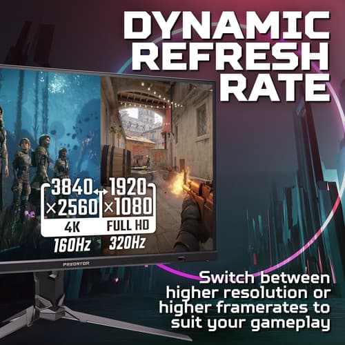 Acer Predator XB323QKV4 - 31.5 Ultra HD (3840x2160), 320Hz DFR, 0.5ms, HDR10, AMD FreeSync Premium Gaming Monitor" — view 5