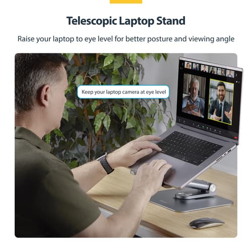 StarTech.com - Notebook stand - 360� swivel, telescopic height adjustment - desktop - silver — view 9