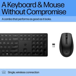 HP 655 - Keyboard and mouse set - 100% - full size - wireless - 2.4 GHz - UK - black - Smart Buy