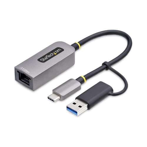 StarTech.com 2.5GbE USB-C to Ethernet Adapter with USB-A Converter - Network adapter - USB-C 3.2 Gen 1 / Thunderbolt 3 - 10M/100M/1G/2.5 Gigabit Ethernet - space grey