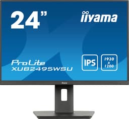 iiyama ProLite XUB2495WSU-B7 - LED monitor - 24" (24.1" viewable) - 1920 x 1200 WUXGA @ 75 Hz - IPS - 300 cd/m� - 1000:1 - 4 ms - HDMI, DisplayPort - speakers - black, matte