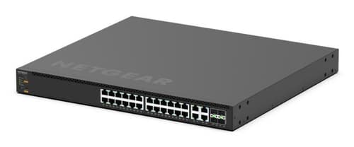 NETGEAR M4350-24M4X4V - Switch - L3 - Managed - 24 x 100/1000/2.5G (PoE++) + 4 x 100/1000/2.5G/5G/10G (PoE++) + 4 x 25 Gigabit SFP28 - front to back airflow - desktop, rack-mountable - PoE++ (2520 W) — view 3