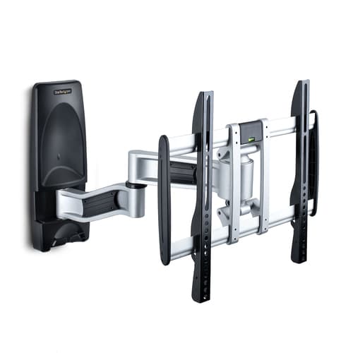 StarTech.com Articulating TV Wall Mount, VESA Wall Mount Supports 65 inch/99lb/Flat/Curved TVs, Retractable Low Profile Wall Mount TV Bracket, Adjustable Corner TV Wall Mount, Swivel/Rotation/Tilt (TV-WALL-MOUNT-65FS) - Mounting kit (wall mount, 2 vertical brackets) - articulating - for curved / flat panel - low profile - aluminium, steel - black, silver - screen size: 26"-65" - wall-mountable - TAA Compliant