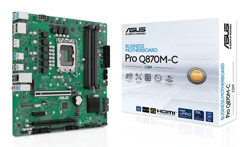 ASUS Pro Q870M-C-CSM - Motherboard - micro ATX - LGA1851 Socket - Q870 Chipset - USB-C 3.2 Gen2, USB 3.2 Gen 1, USB 3.2 Gen 2 - Gigabit LAN - onboard graphics (CPU required) - HD Audio (8-channel)