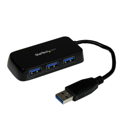 StarTech.com 4-Port USB 3.0 SuperSpeed Hub - Portable Mini Multiport USB Travel Dock - USB Extender Black for Business PC/Mac, laptops (ST4300MINU3B) - Hub - 4 x SuperSpeed USB 3.0 - desktop - for P/N: FCREADMICRO3, MSDREADU3CA, USB3S2ESATA3