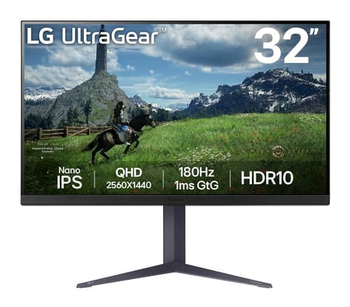 LG UltraGear 32GS85Q-B - LED monitor - gaming - 32" (31.5" viewable) - 2560 x 1440 QHD @ 180 Hz - Nano IPS - 350 cd/m� - 1000:1 - HDR10 - 1 ms - 2xHDMI, DisplayPort