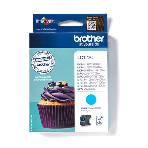 Brother LC123C - High Yield - cyan - original - ink cartridge - for Brother DCP-J132, J152, J172, J552, J752, MFC-J245, J470, J650, J6520, J6720, J6920, J870 — image 1