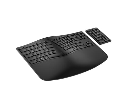 HP 965 - Keyboard and keypad set - 2-zone layout, separate numpad, low profile key travel, multi-device - compact - wireless - Bluetooth - QWERTY - UK - black — view 3
