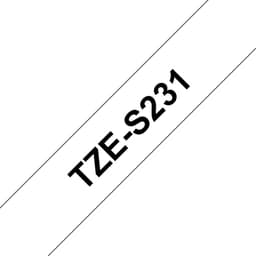 Brother TZe-S231 - Extra strength adhesive - black on white - Roll (1.2 cm x 8 m) 1 cassette(s) laminated tape - for P-Touch PT-E310, P900, P-Touch Cube PT-P910, P-Touch Cube Pro PT-P910