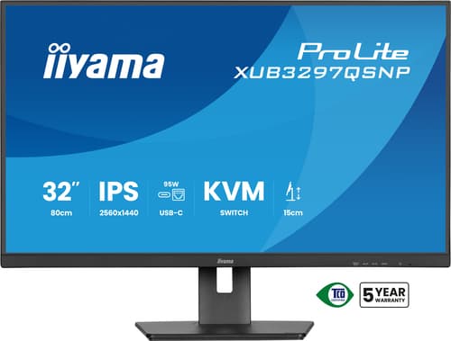 iiyama ProLite XUB3297QSNP-B1 - LED monitor - 32" (31.5" viewable) - 2560 x 1440 QHD @ 100 Hz - IPS - 350 cd/m� - 1000:1 - 1 ms - HDMI, DisplayPort, USB-C - speakers - black, matte — view 9