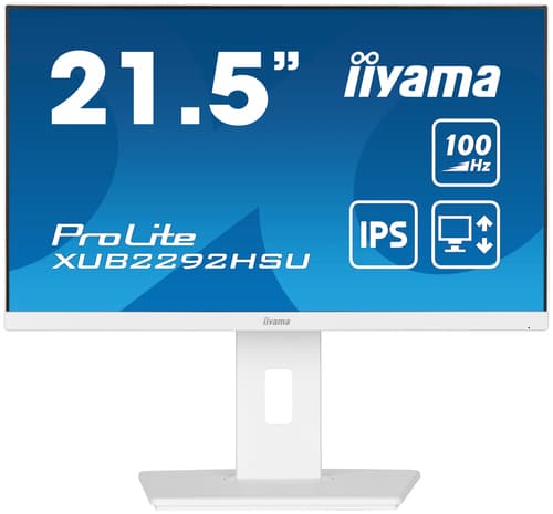iiyama ProLite XUB2292HSU-W6 - LED monitor - 22" (21.5" viewable) - 1920 x 1080 Full HD (1080p) @ 100 Hz - IPS - 250 cd/m� - 1000:1 - 0.4 ms - HDMI, DisplayPort - speakers - white, matte