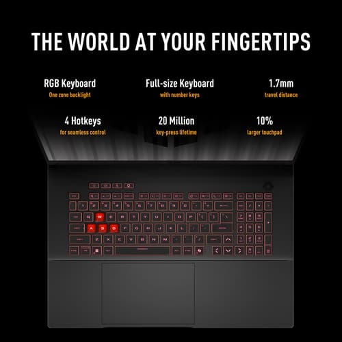 ASUS TUF Gaming A18 FA808UM-S8013W - 180-degree hinge design - AMD Ryzen 7 - 260 / up to 5.1 GHz - Win 11 Home - GeForce RTX 5060 - 16 GB RAM - 1 TB SSD NVMe - 18" 1920 x 1200 @ 144 Hz - Gigabit Ethernet - Wi-Fi 6E, Bluetooth - jaeger grey — view 22