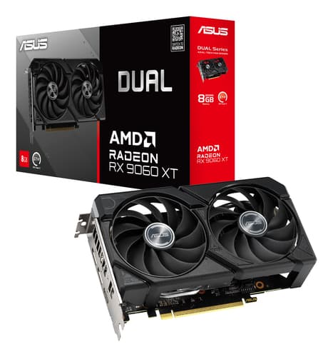 ASUS Dual Radeon RX9060XT 8GB - Graphics card - Radeon RX 9060 XT - 8 GB GDDR6 - PCI Express 5.0 - HDMI, 2 x DisplayPort - box — view 16