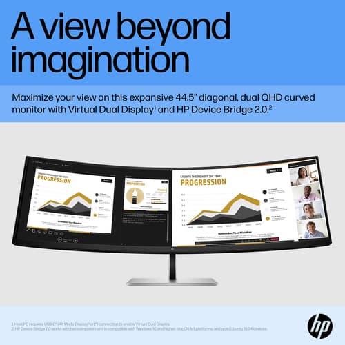 HP E45c G5 - E-Series - LED monitor - curved - 44.5" - 5120 x 1440 Dual Quad HD @ 165 Hz - VA - 400 cd/m� - 3000:1 - 3 ms - HDMI, DisplayPort, USB-C - speakers - black head, black and silver (stand) — view 7