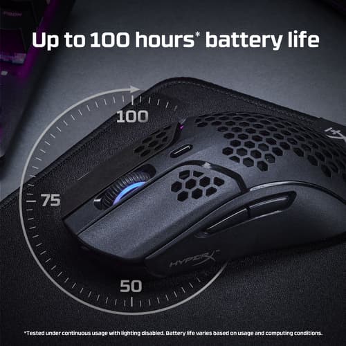 HyperX Pulsefire Haste - Mouse - optical - 6 buttons - wireless - 2.4 GHz - USB wireless receiver - black - for Victus by HP Laptop 16, Laptop 14, 15, 17, Pavilion x360 Laptop, Pro 290 G9 — view 5