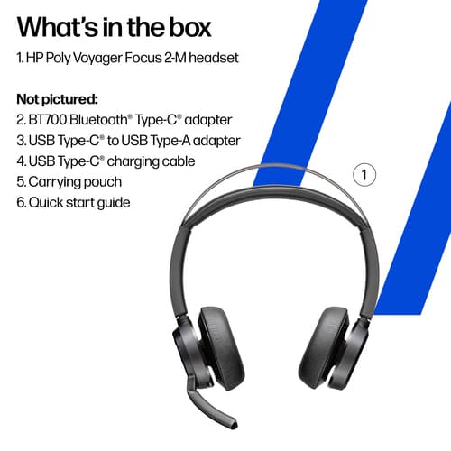 Poly Voyager Focus 2-M - Customer Special 1 - headset - on-ear - Bluetooth - wireless - active noise cancelling - USB-C via Bluetooth adapter - black - Certified for Microsoft Teams — view 6