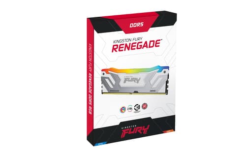 Kingston FURY Renegade RGB - DDR5 - module - 24 GB - DIMM 288-pin - 8800 MT/s / PC5-70400 - CL42 - 1.4 V - clocked unbuffered - on-die ECC - white & silver — view 7