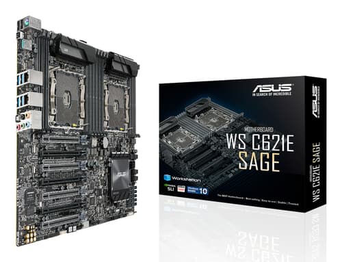ASUS WS C621E SAGE (BMC) - Motherboard - SSI EEB - Socket P - 2 CPUs supported - C621 Chipset - USB 3.1 Gen 1, USB-C Gen2, USB 3.1 Gen 2 - 2 x Gigabit LAN - onboard graphics - HD Audio (8-channel)