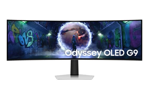 Samsung Odyssey OLED G9 S49DG934SU - G93SD Series - OLED monitor - gaming - curved - 49" - 5120 x 1440 Dual Quad HD @ 240 Hz - 250 cd/m� - 1000000:1 - HDR10, HDR10+ - 0.03 ms - DisplayPort, Micro HDMI, HDMI - silver