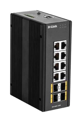 D-Link DIS 300G-12SW - Switch - Managed - 8 x 10/100/1000 + 4 x 100/1000 SFP - DIN rail mountable, wall-mountable