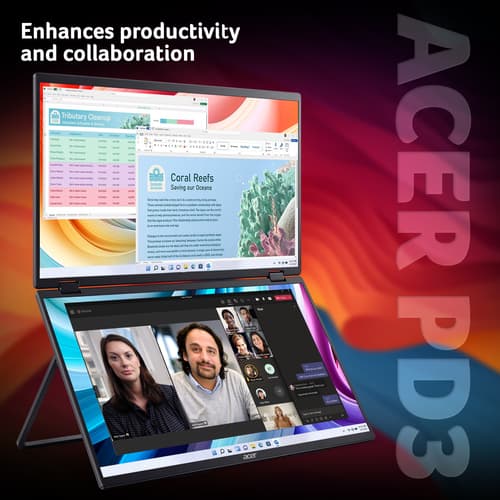 Acer PD193QE Foldable Portable Monitor - Dual 18.5 Screens, Full HD (1920x1080), IPS, 100Hz, 4ms, Integrated Kickstand" — view 3