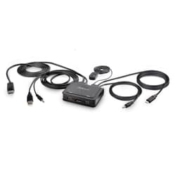 StarTech.com 2-Port Hybrid USB-C DisplayPort Cable KVM Switch, 4K 60Hz, Compact KVM with 6ft/1.8m USB-A/DisplayPort/Audio & 4ft/1.2m USB-C Integrated Host Cables, Bus Powered - Remote Push Button/Hotkey Switching (C2-D46-UAC-CBL-KVM) - KVM / audio / USB switch - compact - 2 x KVM / audio / USB - 1 local user - desktop