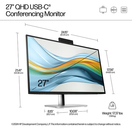 HP 527pm - Series 5 Pro - LED monitor - 27" - 2560 x 1440 QHD @ 100 Hz - IPS - 350 cd/m� - 1500:1 - 5 ms - HDMI, DisplayPort, USB-C - speakers - jet black, natural silver (stand), jet black (stand) - Smart Buy — view 5