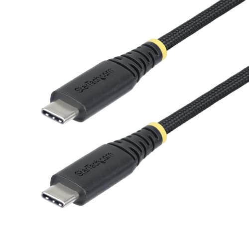 StarTech.com 1m USB-C Charging Cable, 240W, Silicone Jacket w/Braid - USB cable - 24 pin USB-C (M) to 24 pin USB-C (M) - USB 2.0 - 48 V - 5 A - 1 m - USB Power Delivery (240W), extended power range (EPR) - black