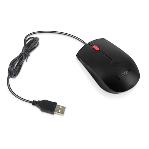 Lenovo - Mouse - ergonomic - optical - 3 buttons - wired - USB-A - black - brown box - CRU