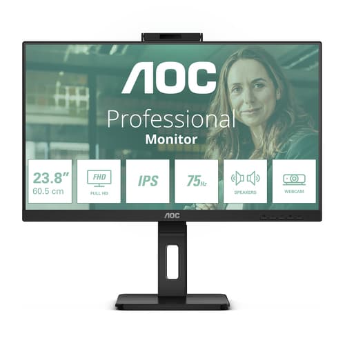 AOC Pro-line 24P3QW - P3 Series - LED monitor - 24" (23.8" viewable) - 1920 x 1080 Full HD (1080p) @ 75 Hz - IPS - 300 cd/m� - 1000:1 - 4 ms - 2xHDMI, DisplayPort - speakers - black